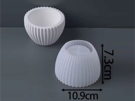 Molde silicona porta vela o maceta rayada